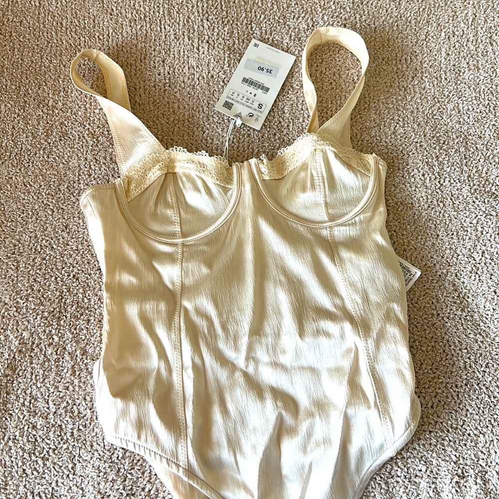 Zara satin corset style bodysuit